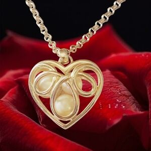 Erwin Pearl Faux Pearl Heart Pendant with Gold Chain Necklace